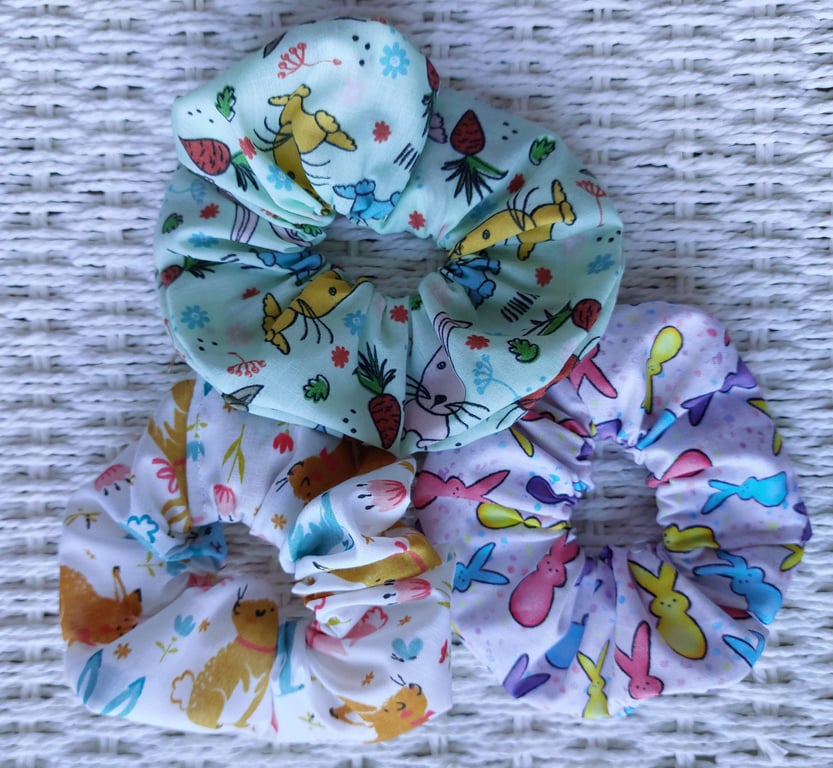 Rabbits Hair Scrunchies Pack 3 Mixed 