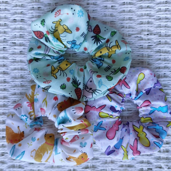 Rabbits Hair Scrunchies Pack 3 Mixed 