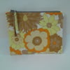 Make up bag zipped in funky vintage fabric