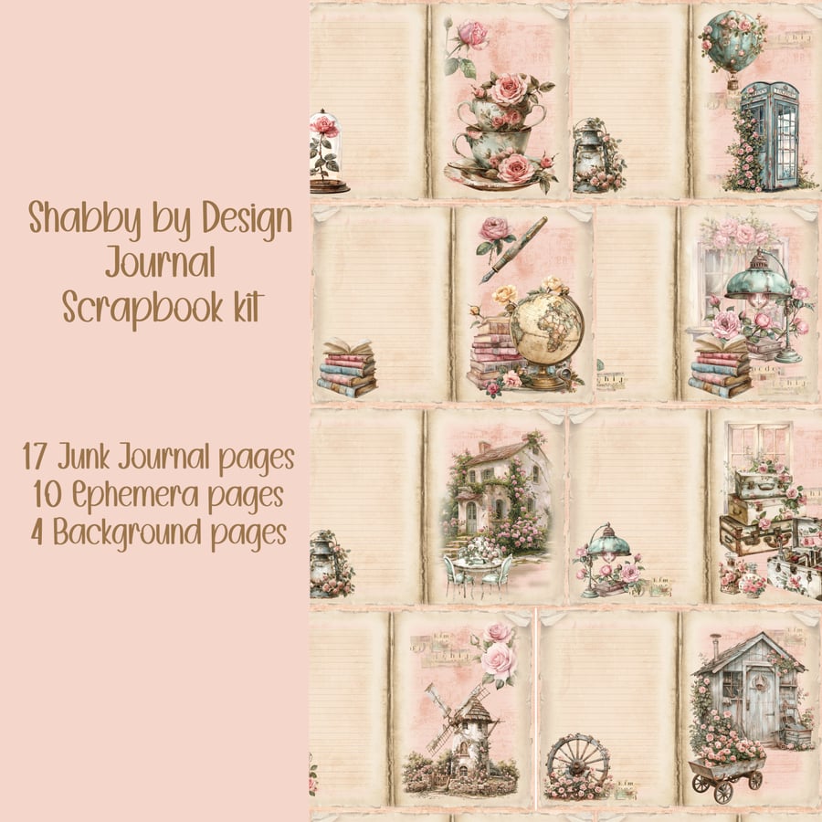 Shabby by Design Scrapbooking, Ephemera, Journal, Digital Download