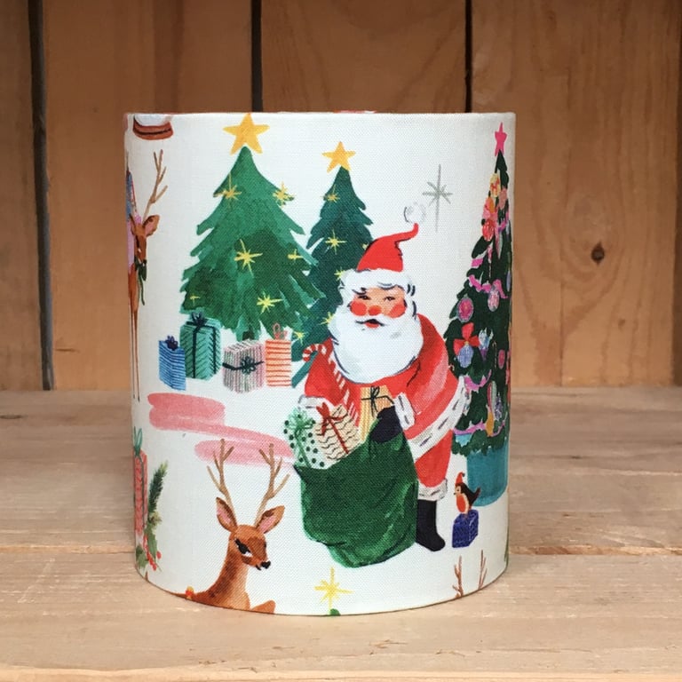 Handmade Dear Santa Christmas fabric Little Lantern with fairy lights