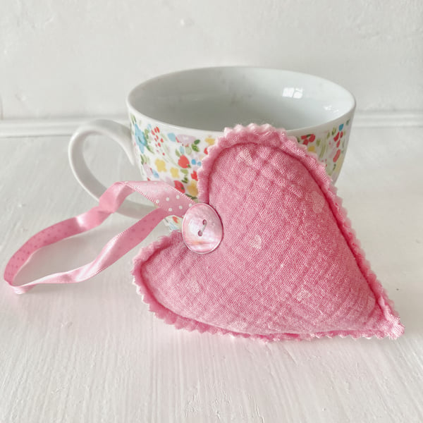 Dusky Pink Hanging Heart Decoration 