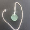 Sterling Silver Necklace with Aqua Sea Glass Pendant