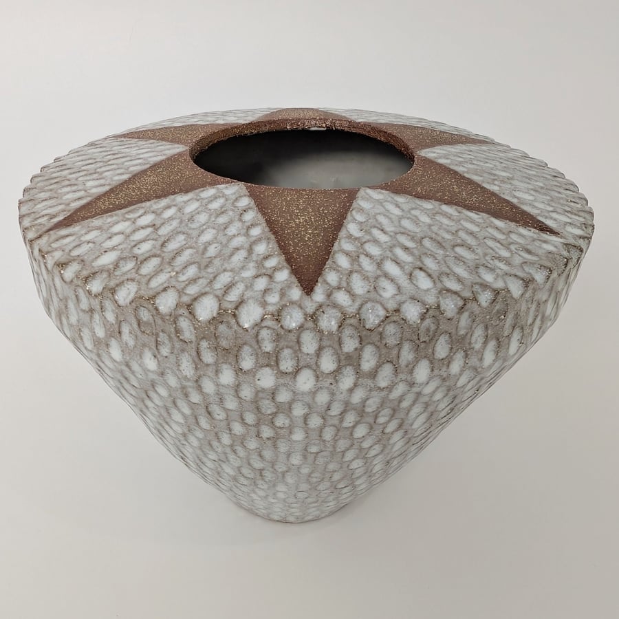White glazed stoneware decorative bowl.
