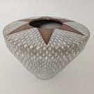 White glazed stoneware decorative bowl.