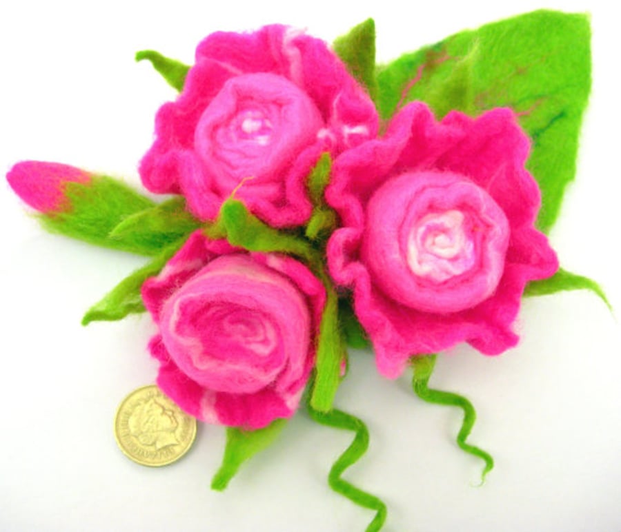   SALE....  Hand Felted, Wool Jewelry felted BROOCH -100% WOOL MERINO