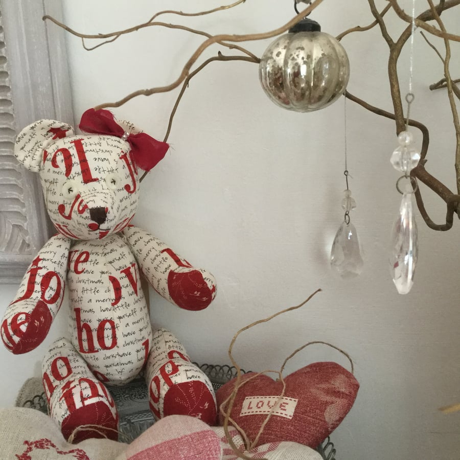 SALE - Homespun Christmas Teddy Bear 