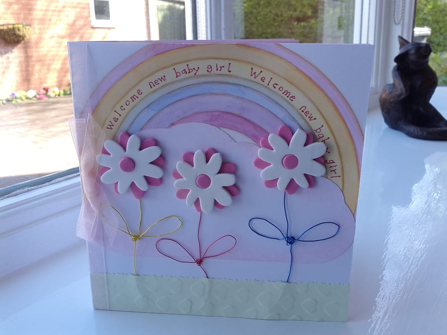 New baby girl rainbow card