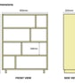 Solid Wood Shelving Unit, Low Bookcase Display Shelves - Staggered Shelves - Image 6