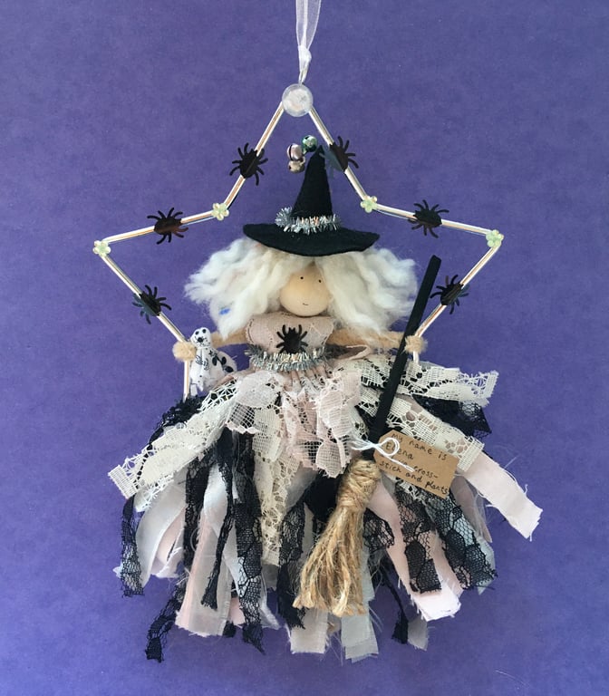 Witch In A Star Hanging Decoration, Kitchen Witch, Elena, Perfectly Imperfect 