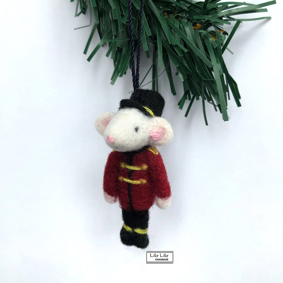 SOLD Nutcracker Mouse tree decoration, needle felted by Lily Lily Handmade 