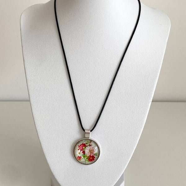 Pretty Floral Shabby Chic Pendant Necklace. Design 3