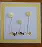Pack of 3 Mini Blank Cards - Yellow Button Flowers and Sequins - Image 3