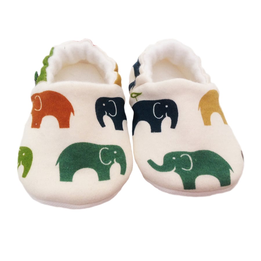 ORGANIC Birch ELEPHANT MULTI Kids Slippers Pram Shoes NEW BABY GIFT IDEA 0-9Y