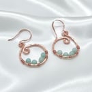 Hammered Copper and Amazonite Earrings