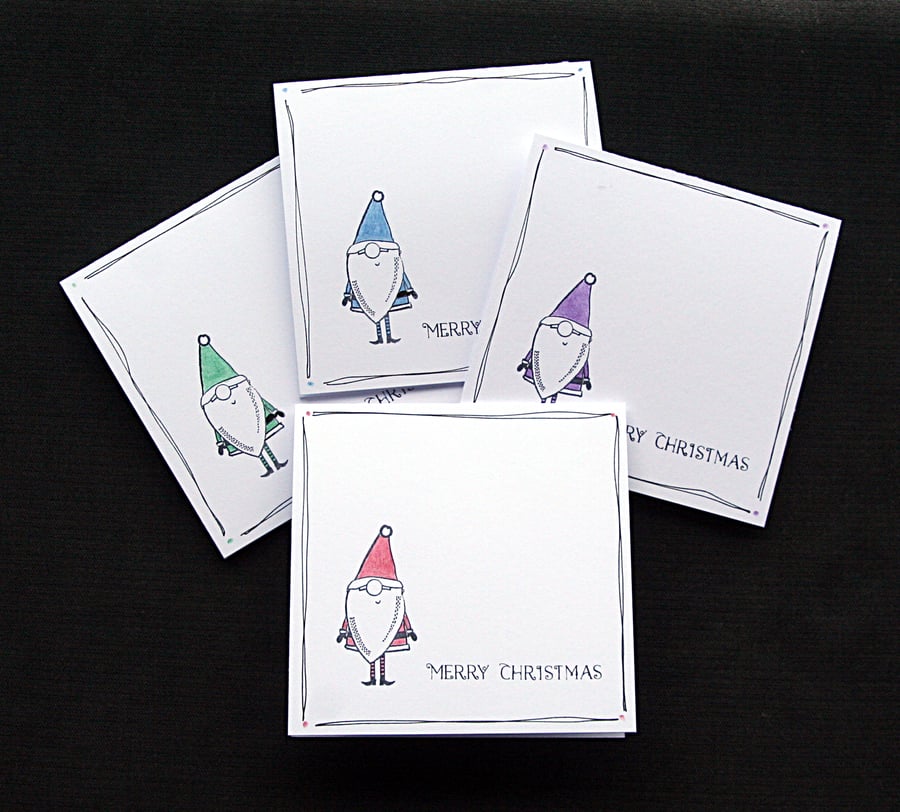 Merry Christmas Santa (set of 4) - Handcrafted Christmas Cards - dr20-0027