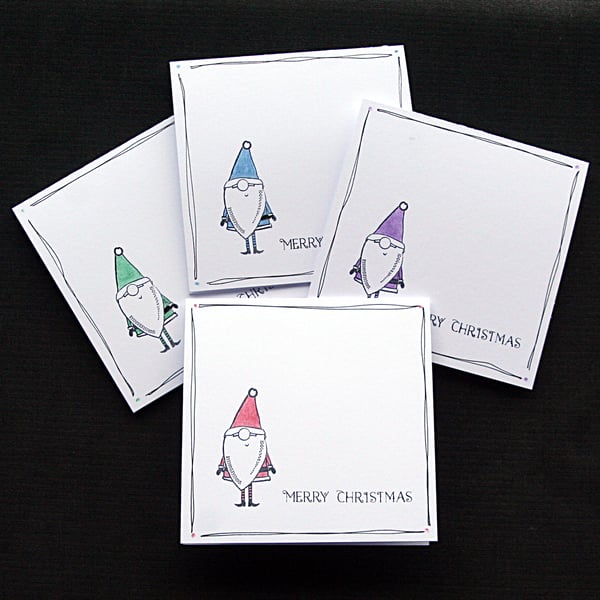 Merry Christmas Santa (set of 4) - Handcrafted Christmas Cards - dr20-0027