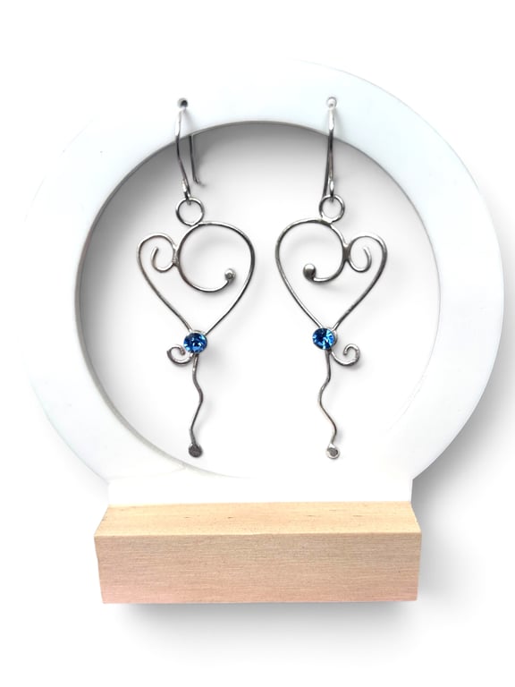 Sterling Silver Heart Cabochon Earrings - Gift Box - Stunning