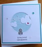 Grandparents Card - Rabbit With Clouds - Aqua