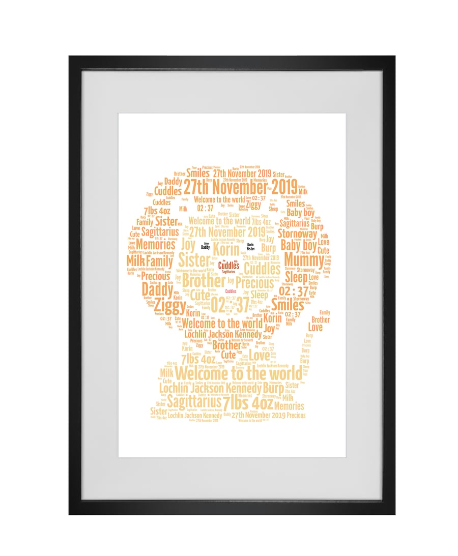 Personalised Lion New Baby Word Art Design