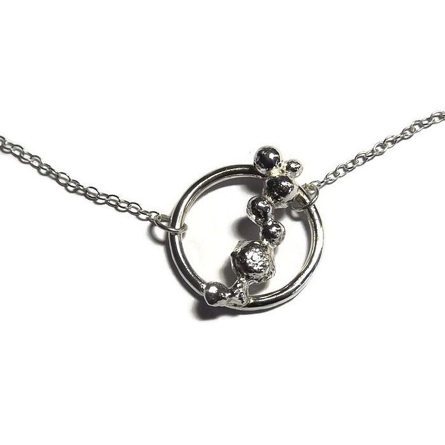 handmade sterling silver abstract hoop pendant