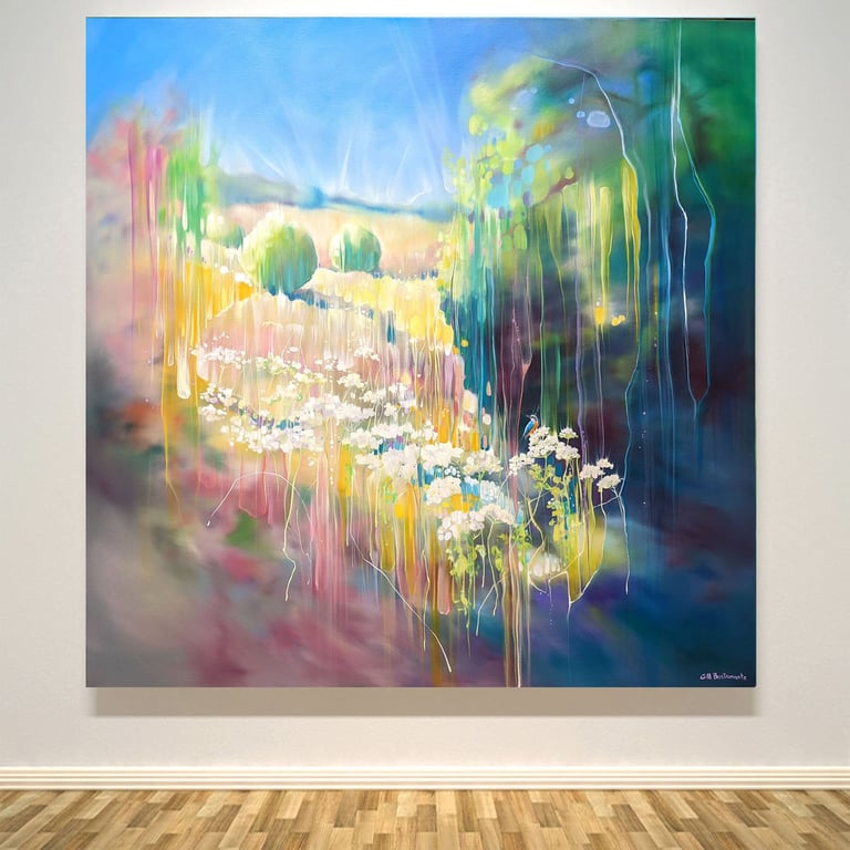 The Jewel of the River, a countryside painting with hidden kingfisher bird