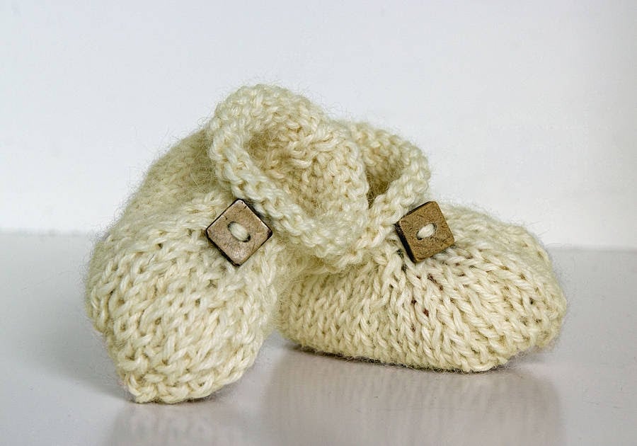 Handmade British Alpaca Booties - Cream