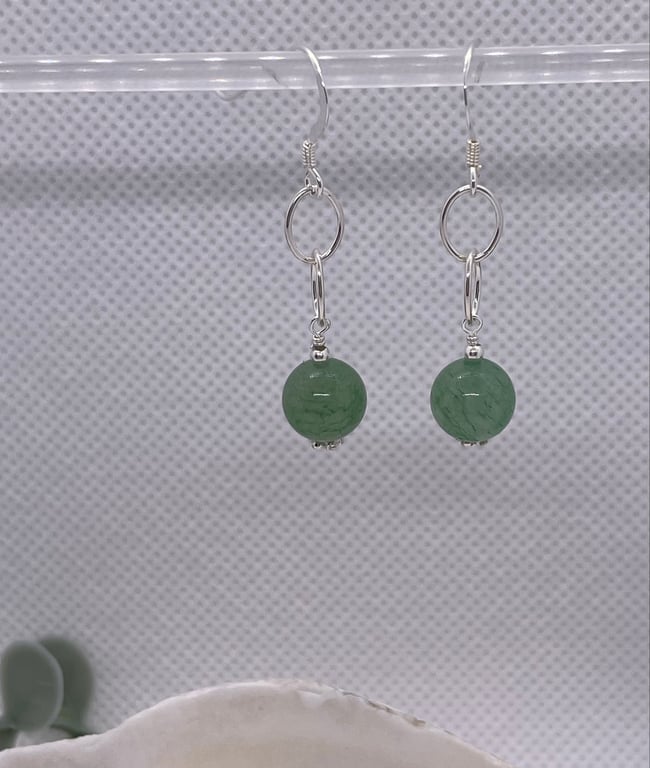 Aventurine and sterling silver links earrings