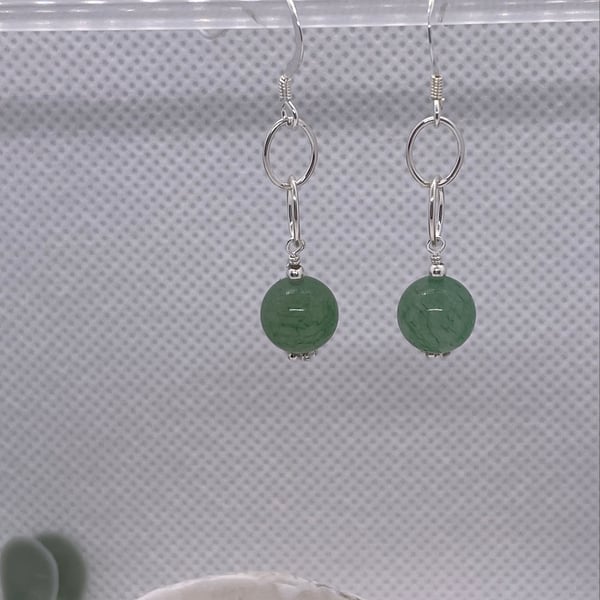 Aventurine and sterling silver links earrings