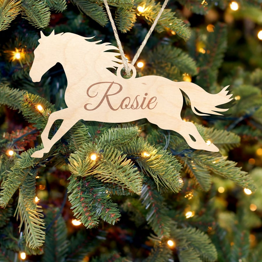 Gift Tag Horse Silhouette Christmas Bauble Personalised Name Christmas Ornament 