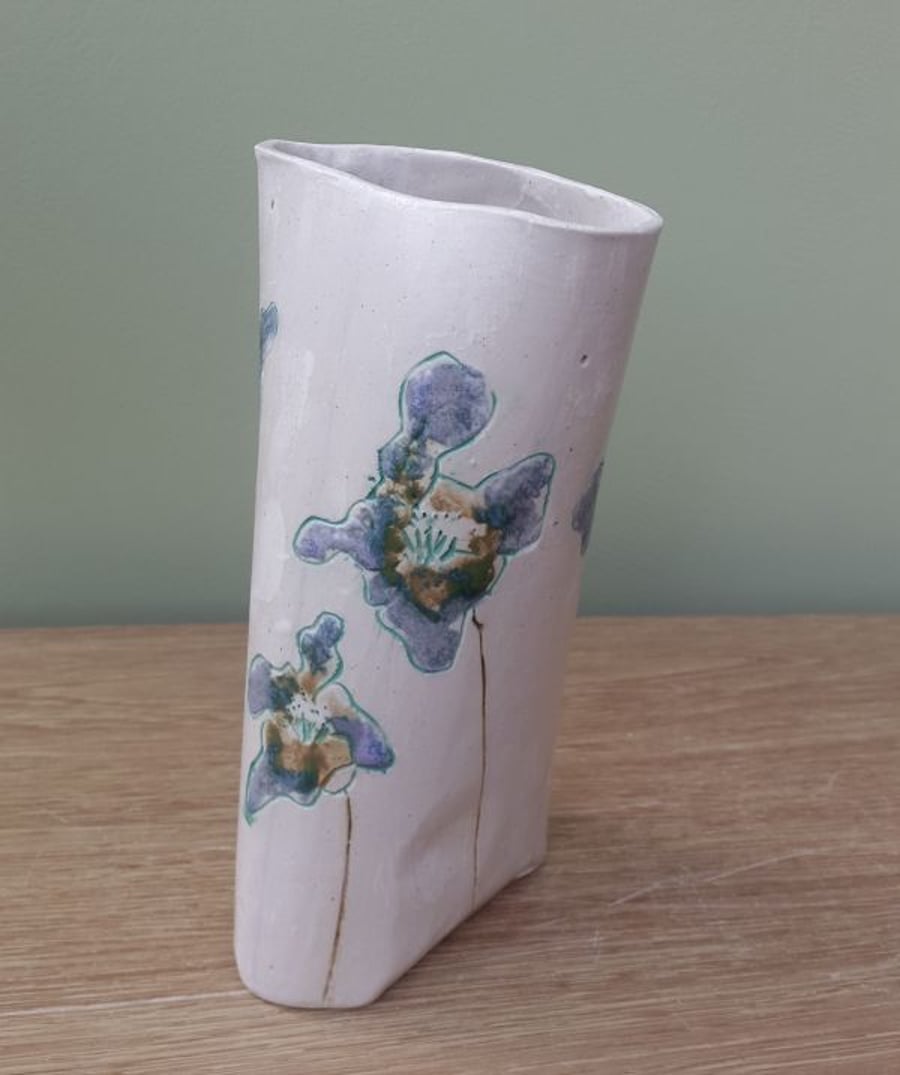 Medium Lilac & Mint Flowers Ceramic Vase