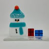 Snowman Hand fused Glass Standing decoration 