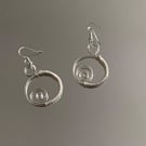 Silver Wire Wrapped Spiral Loop Earrings