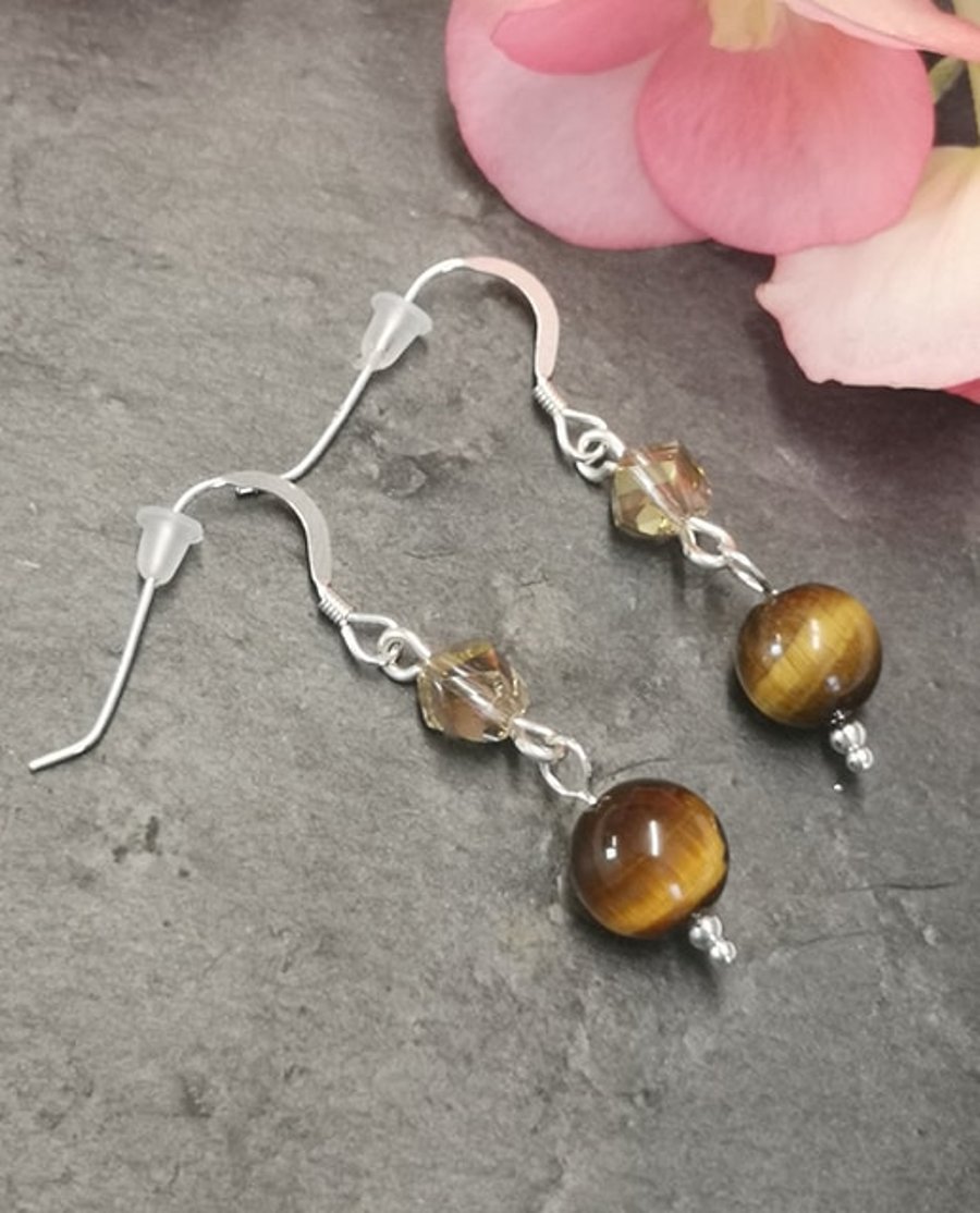 Seconds Sunday - Sterling Silver Earrings Tigers eye 