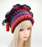 Festival Hat  Crochet Acrylic Yarn in Gold, Orange, and Green and Blue.