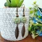Bohemian Turquoise Leaf Drop Earrings