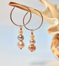 Freshwater Pearl & Rose Vermeil Hoop Earrings, June Birthday, Bridesmaid Gifts - Image 5