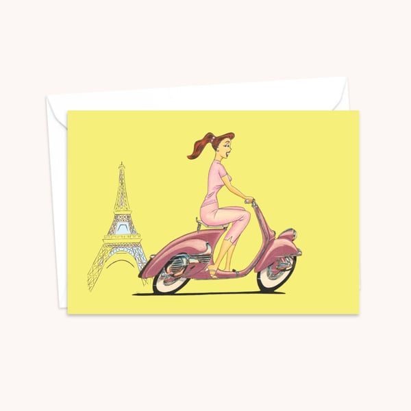 Scooter Life Greeting Card: Hand Drawn Illustration  (309)