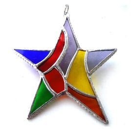 Patchwork Star Suncatcher Stained Glass Rainbow