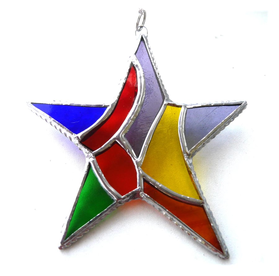 Patchwork Star Suncatcher Stained Glass Rainbow
