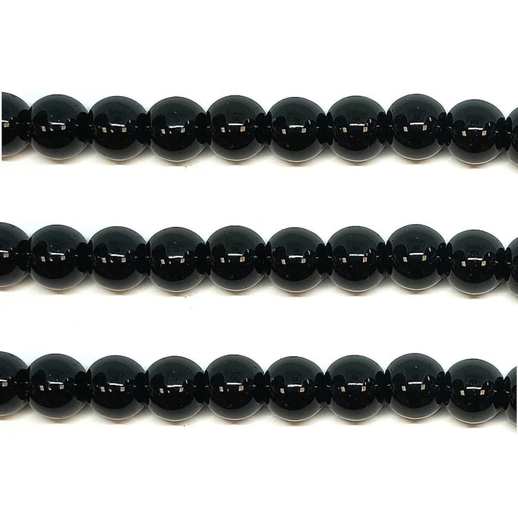 Black Glass Pearl Beads 6mm Smooth Round for Jewellery Making