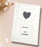 Handmade Wedding Card "you did it!" with Silver gem Heart on embossed card