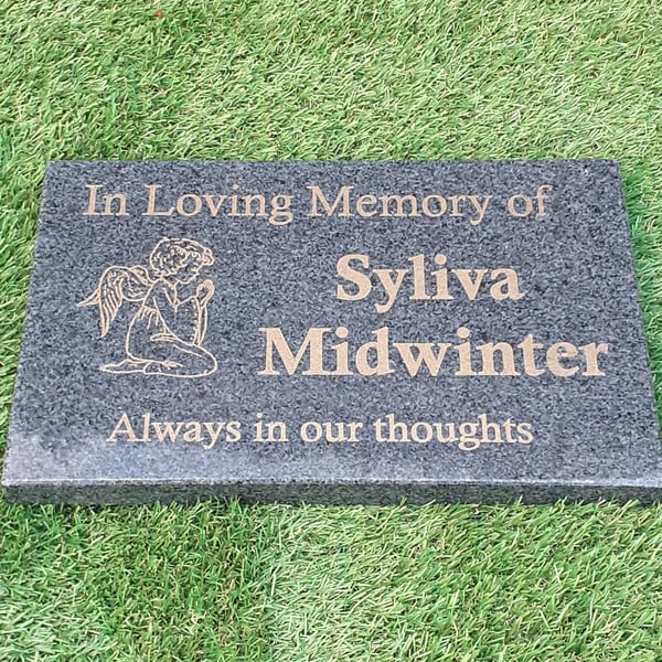 Granite Grave Marker Engraved Granite Memorial Plaque Flat Grave Cemetery Stone