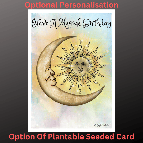 Have A Magick  Birthday Card  Personalisable Seeded Card Option Wiccan Fantasy