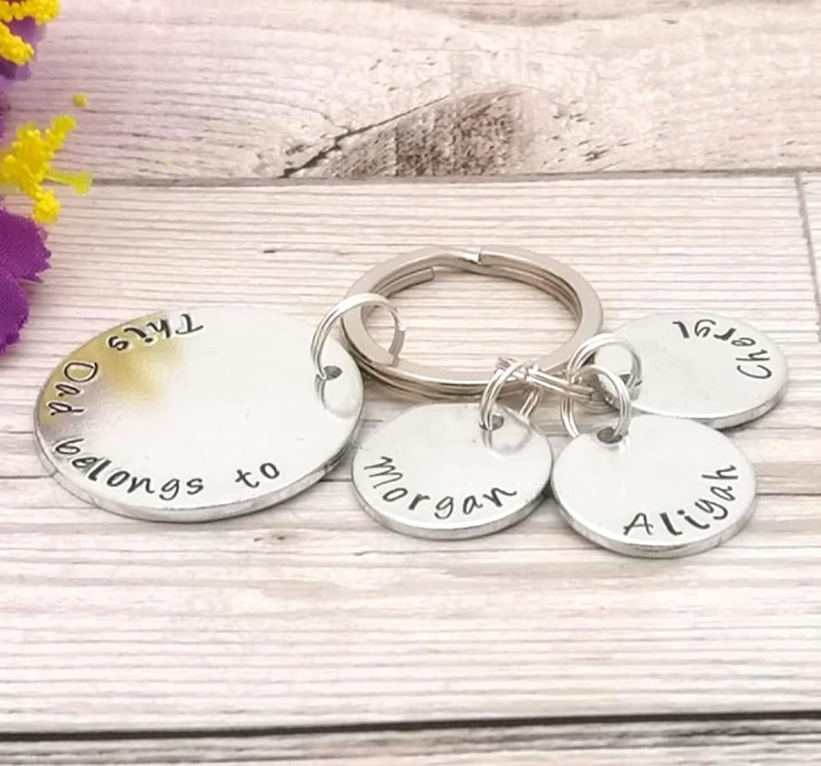 Personalised Dad Keyring - Custom Daddy Gift - This Dad Belongs To