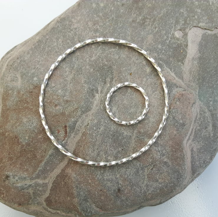 Sterling Silver Twisted Stacking Bangle, Small ... - Folksy