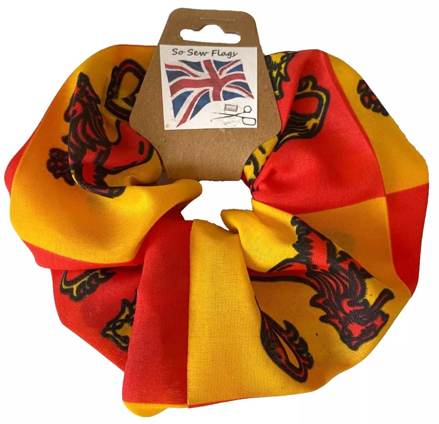 Owain Glyndwr Wales Flag Hair Scrunchie Scrunchies Accessory Band Elastic