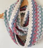 Multicoloured Crochet Infinity Scarf - Handmade - Gifts for Her - Granny Stripe