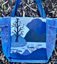 Scenic appliqué denim tote bag - Upcycled wranglers 