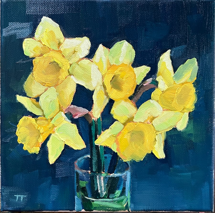 Daffodils on Blue